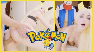 Pokemon. Η τέφρα κόβει το Pikachu σε γλυκό πρωκτικό και cum μέσα