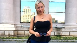 German Blonde MILF Takes Cash for a Blowjob and Sex