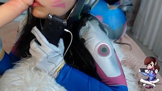 D.Va from Overwatch Sucks Big Dildo