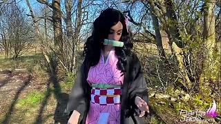 Nezuko Sesso orale, Masturbazione + Sesso brutale nel buco del culo - Cartone animato Cosplay