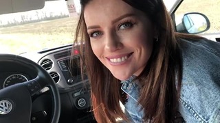 She Loves To Blow Cock In The Car + Eats Semen