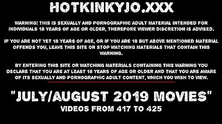 Новини от юли / август 2019 г. На сайта Hotkinkyjo: Фистинг на твърдия задник с фистинг, пролапс, външна голота, издуване на корема