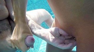 Hot Milf With Buttplug in the Pool, Fucked, Big Cumshot