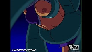 Raven and Starfire Are Taken By Huge Tentacle Monster