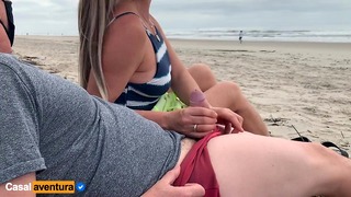 Quickie at Public Beach, People Walking Near – Real Amateur