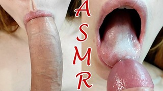 Asmr 在嘴里操她。 女学生口中的精液。
