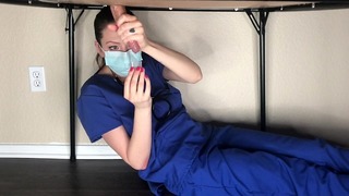 Milking Table-nurse Mandy Collects Pre Cum Sperm Sample for Covid19
