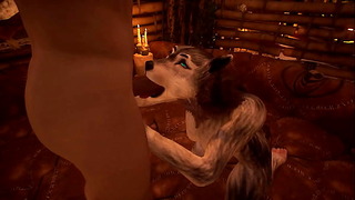 En mand med en kæmpe pik knepper en lodnet ulv stor pik fyr 3D porno dyreliv