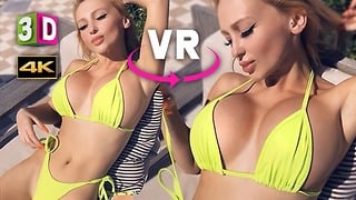 Big Fake Tits In VR 3D 4K At The Pool – Virtual Reality Bimbo Micro Bikini Fuck 360/180