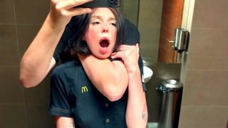 Risky Public Sex In The Toilet. Fucked A Mcdonald’s Worker Because Of Spilled Soda! – Eva Soda